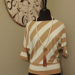 Beautiful tan and white strip shirt